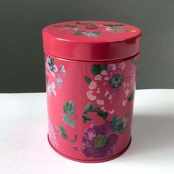 Pioneer Woman Canister Tin W/Lid Country Garden Red Floral Storage Container 5.5 - Picture 3 of 10
